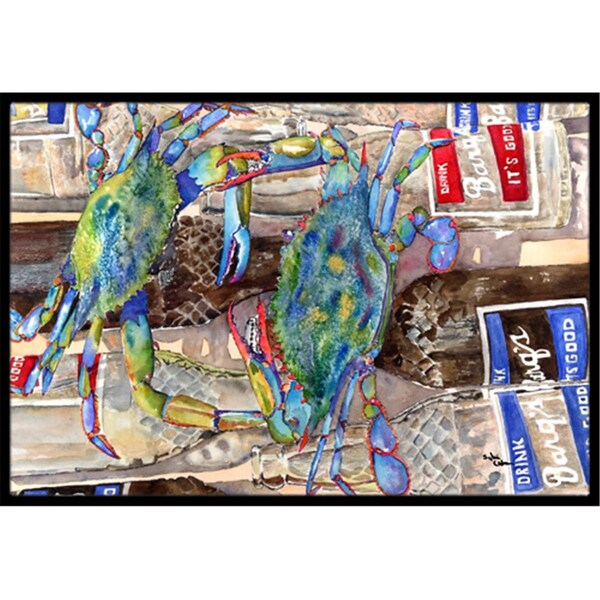 Carolines Treasures 18 x 27 In. Blue Crabby Bottles of Barqs Rootbeer Indoor or Outdoor Mat 8914MAT - main